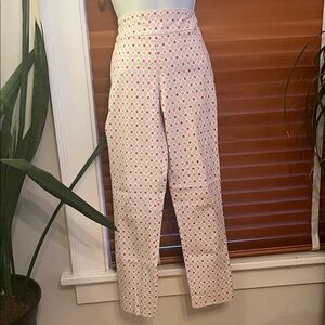 Elegant Women's Pink and White Geometric Pants